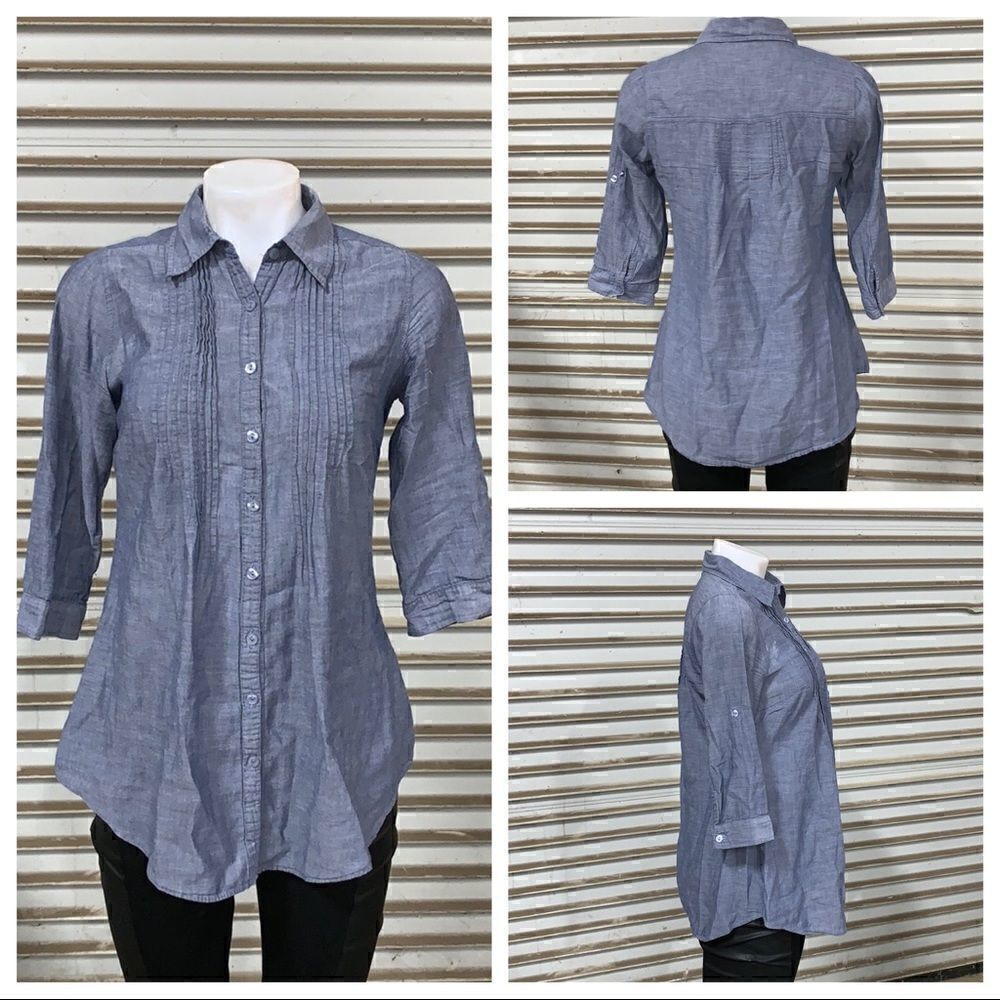 Ali & Kris long sleeve chambre button up top